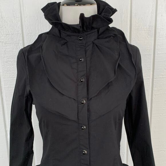 Killstar Womens Delia Ruffle Goth Long Sleeve Black Blouse Top Shirt Size Small - Picture 2 of 7